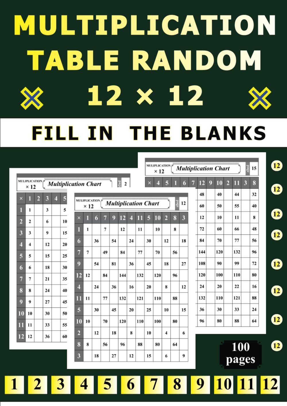 Multiplication Table Random 12 × 12 Fill in the Blanks: Randomized Times Tables Grids for 3rd to 5th grade.