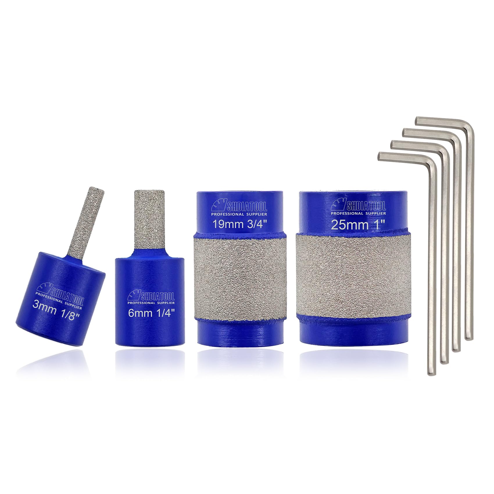 SHDIATOOL Diamond Glass Grinder Bits for Stained Glass,Shelfish,Glass Grinder Heads,Glass Diamond Grinder Bit Head Tools (4 Pieces,1-Inch, 3/4-Inch, 1