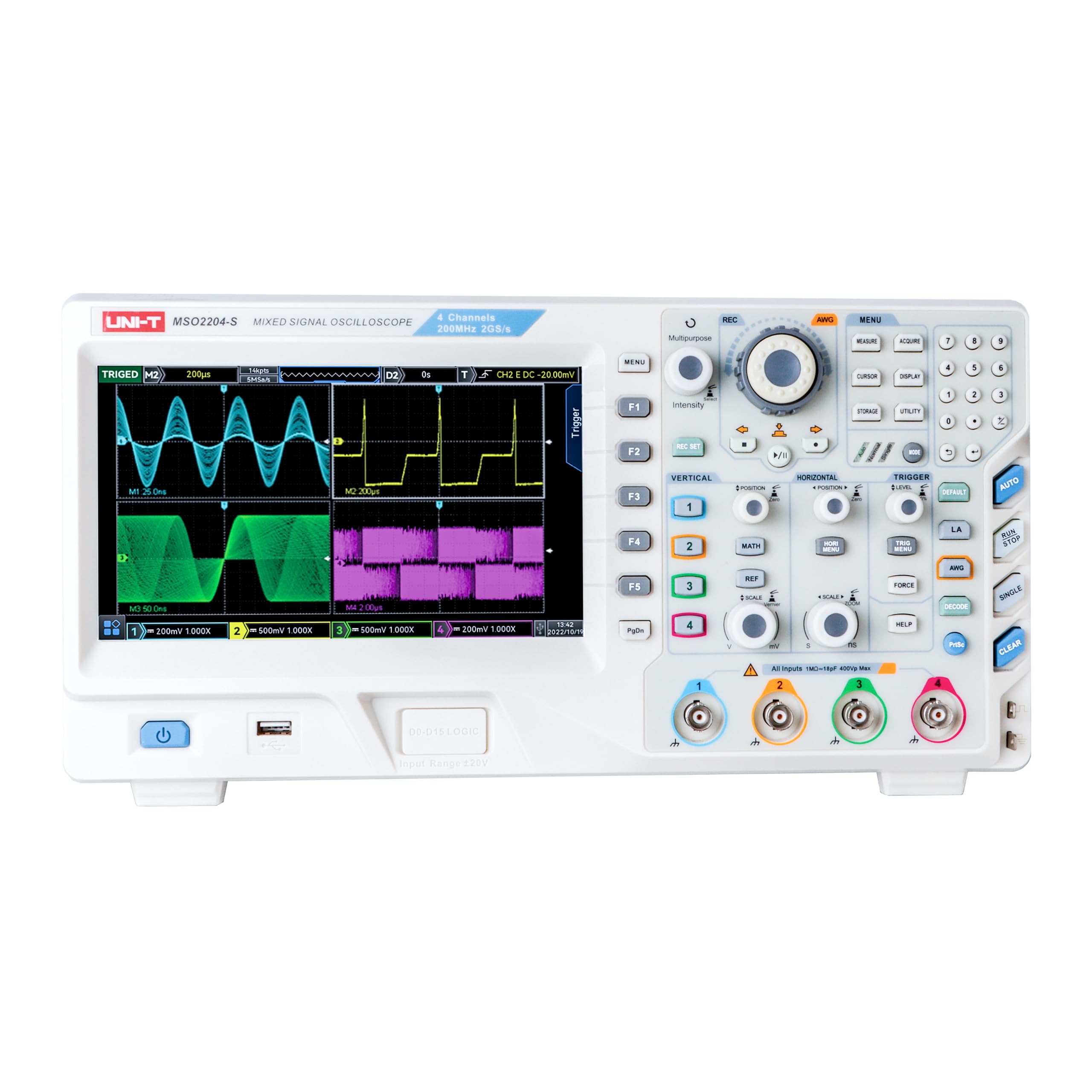 UNI-T MSO2102S Digital Oscilloscope, 2 Channel, 16 Digital Channel ...