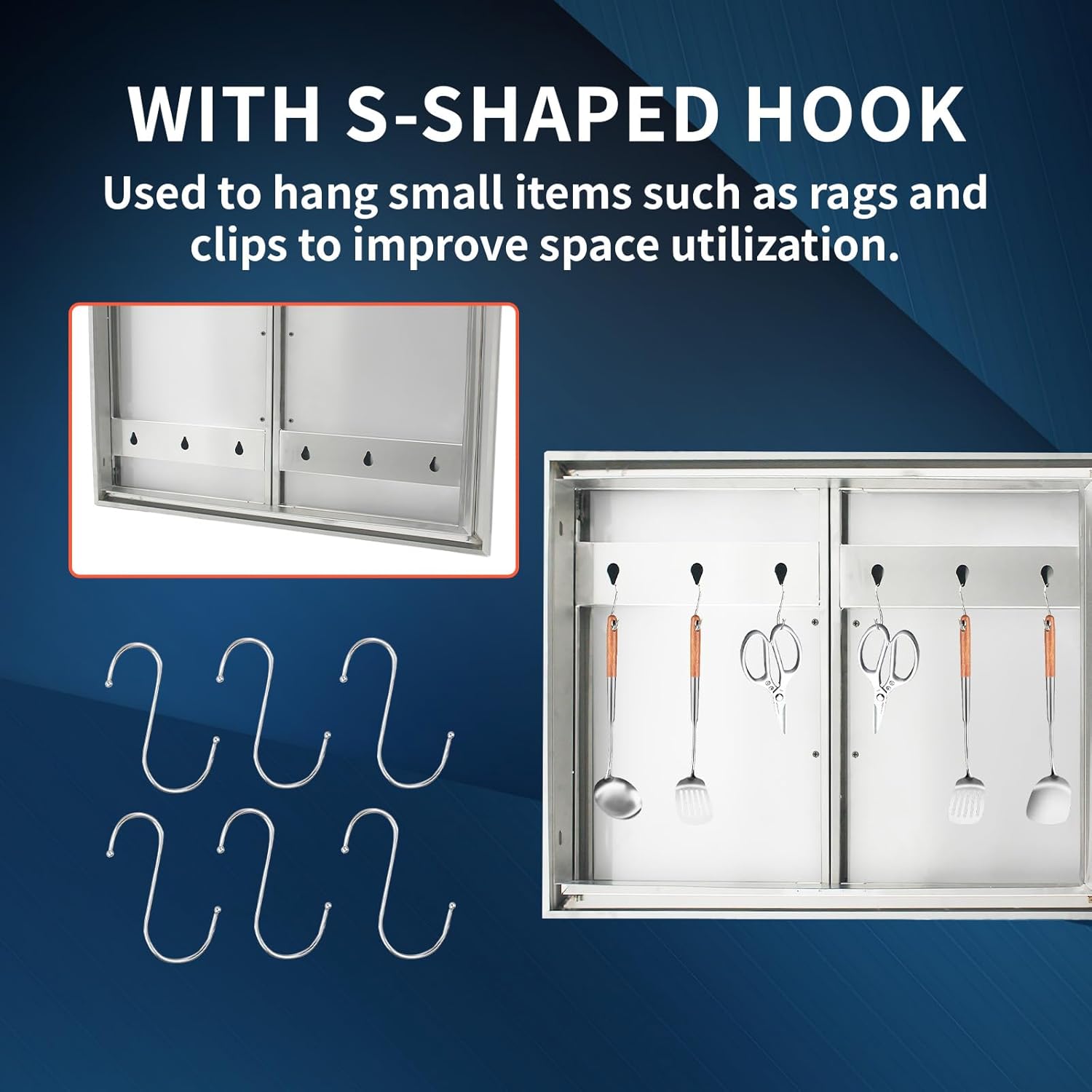 Treshin Outdoor Kitchen Doors 30" W x 21" H, Stainless Steel Double BBQ Access Door with Detachable Handles, Flush Mount, for BBQ Island, Grill Station, Outside Cabinet, Outdoor Kitchen