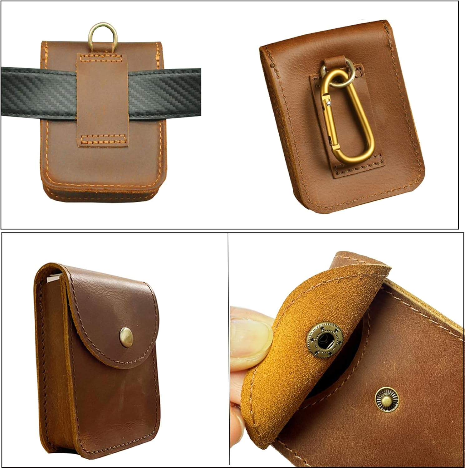 Genuine Leather Playing Card Case, Single Deck Playing Card Box，Leather Pouch Multipurpose with Belt Clip for Carrying Cards Small Tools Storage