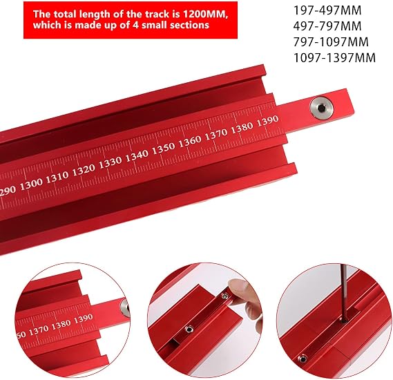 Upgrade Parallel Rail Guide System, Aluminium Alloy Circular Saw Track Set Fixed Guide Rail Bracket Auxiliary Tools T-Slot T-Track Miter Track Jig Fixture Slot Router for Woodworking Workbench