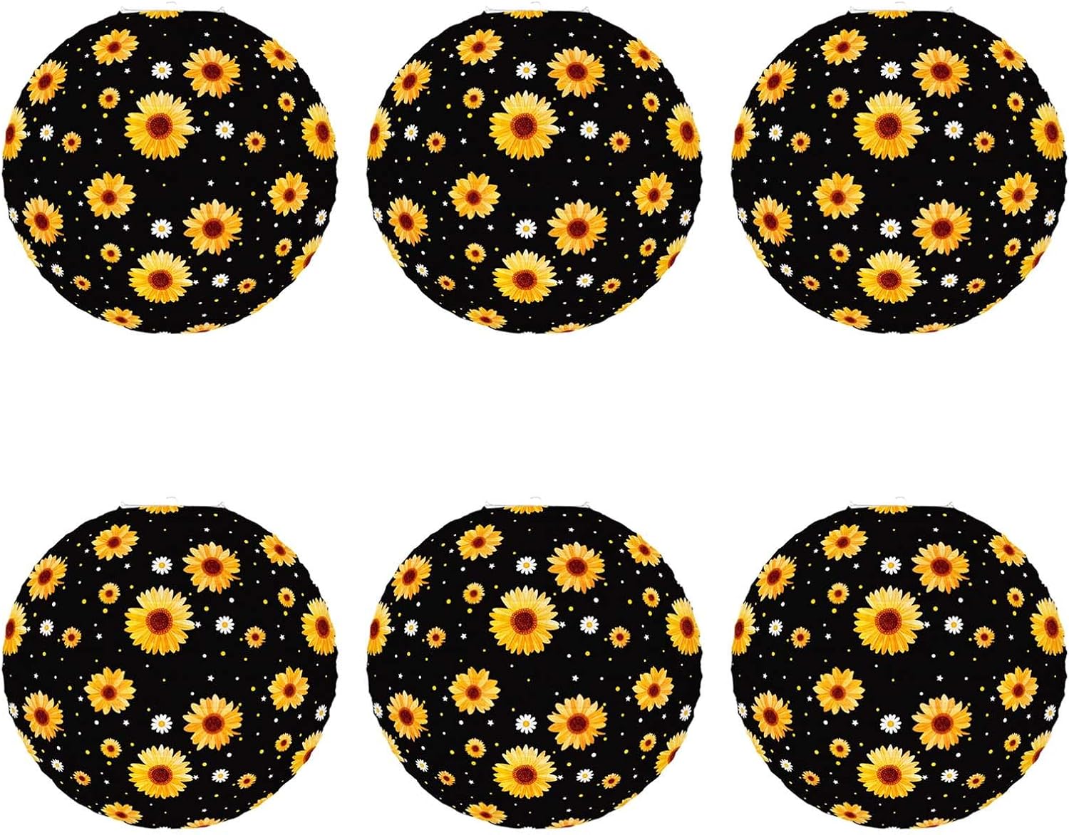 6Pcs Stylish Sunflowers Paper Lights 9.8Inch Hanging Round Lights for Indoor and Outdoors Party Decorations Outdoor Party Supplies