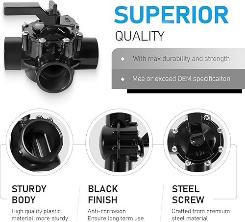 Miniatura 6 de Bzsunway 4715 Válvula desviadora de 3 puertos de 1.5 a 2 pulgadas para Jandy Válvula desviadora de sello positivo de 3 vías de 1.5 pulgadas