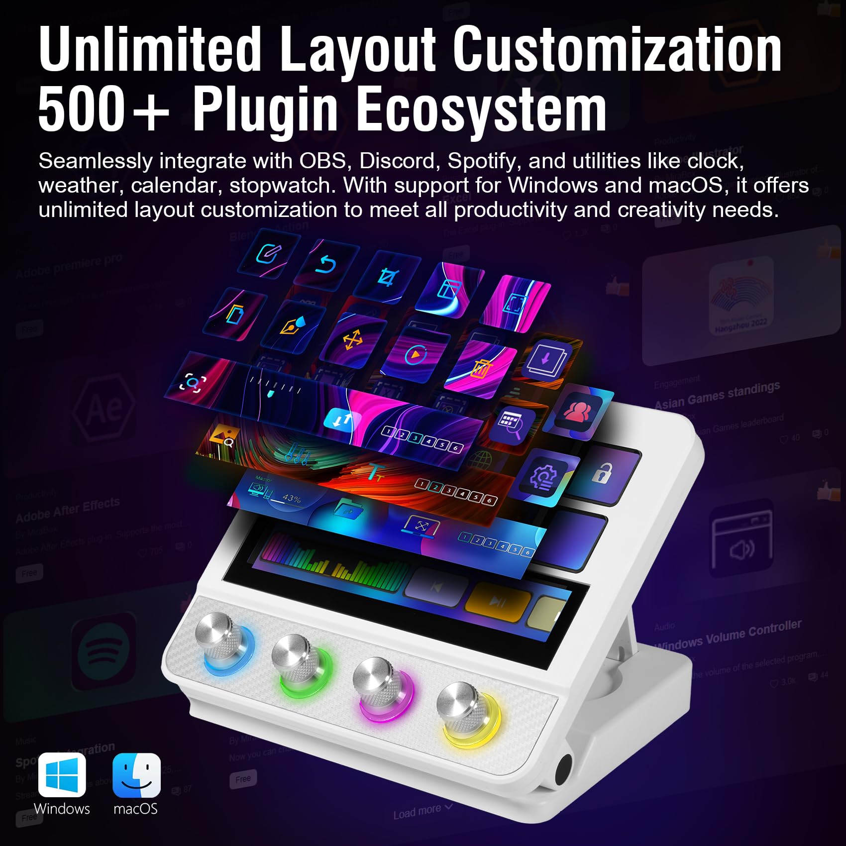 Stream Controller Deck, All-in-One Macro Tastiera per Gaming Streaming, Tasti di scelta rapida personalizzabili Soundboard Pad per PC, Mac