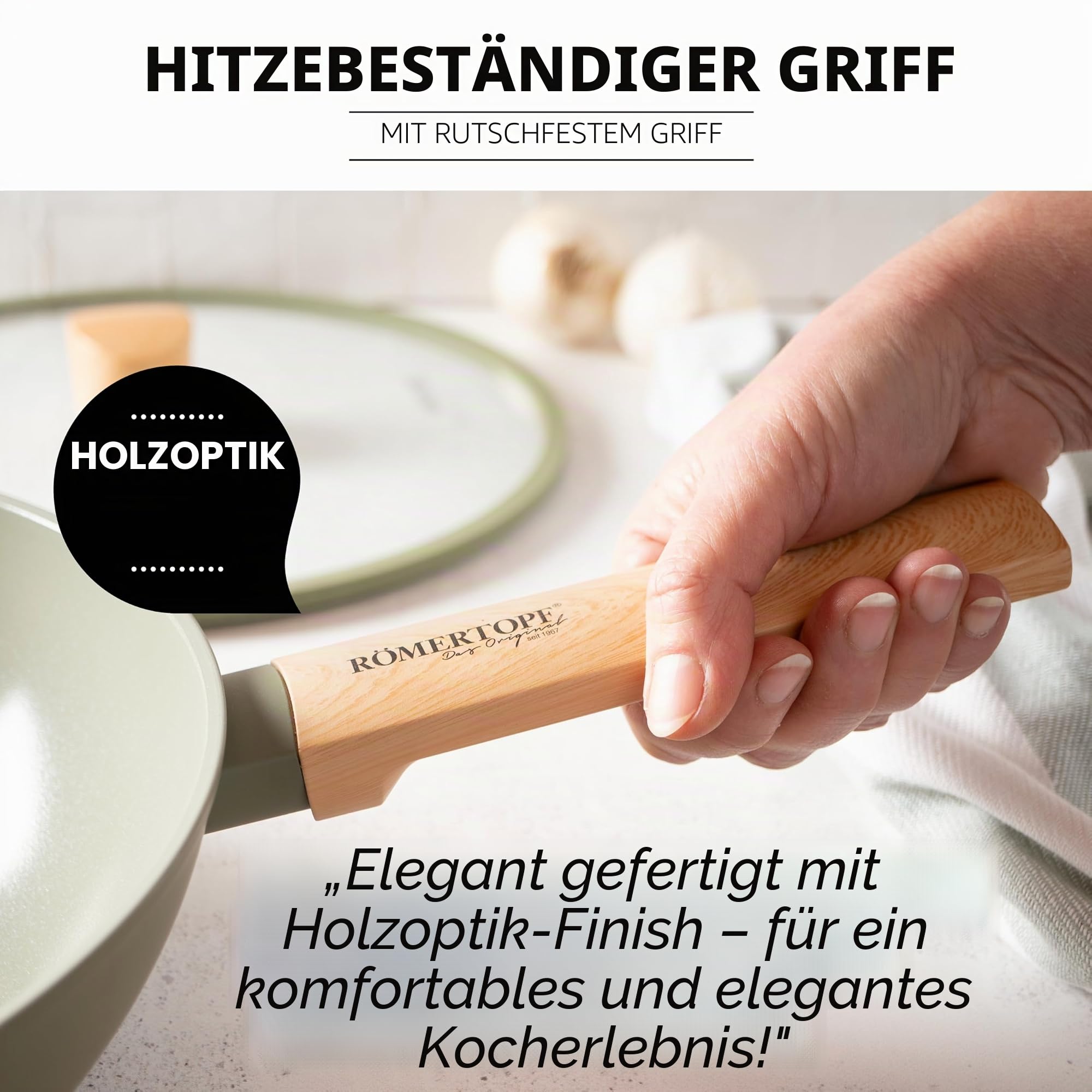 Romertopf Wok 28 cm mit Glasdeckel, 3,52 l Fassungsvermögen, Aluminium mit Keramik Antihaftbeschichtung, für alle Herdarten inklusive Induktion geeignet, grün