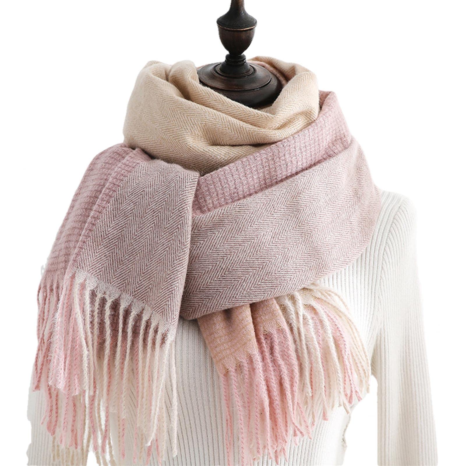 ACiyD Sciarpa in Cashmere Autunno Inverno Nuovo Cashmere Sciarpa Scozzese da Donna Scialle Caldo (Cachi A)