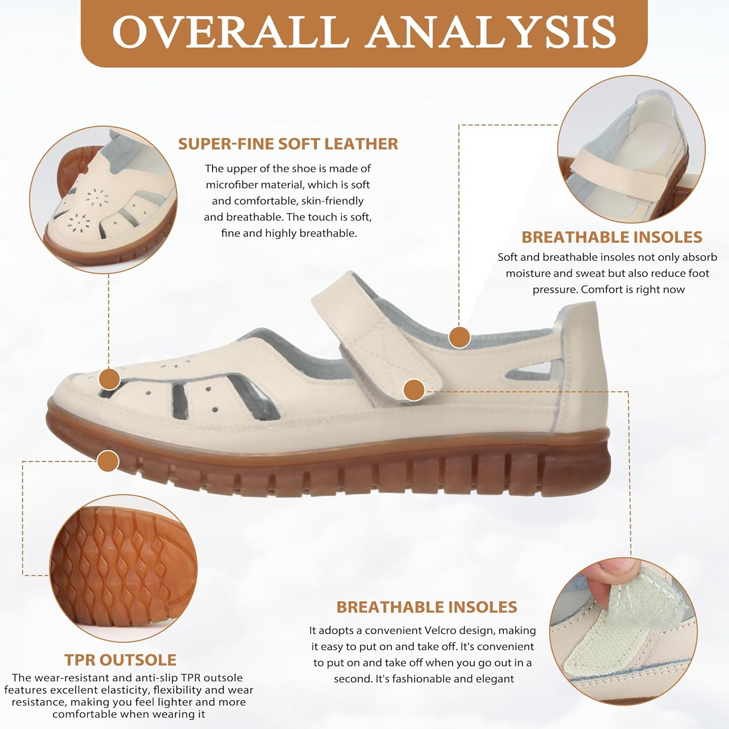 Women 's Classic Genuine Leather Casual Flat Sandal Closed Toe Fisherman Sandals Comfy Work Sandal Everyday Walking Shoe - Image 7