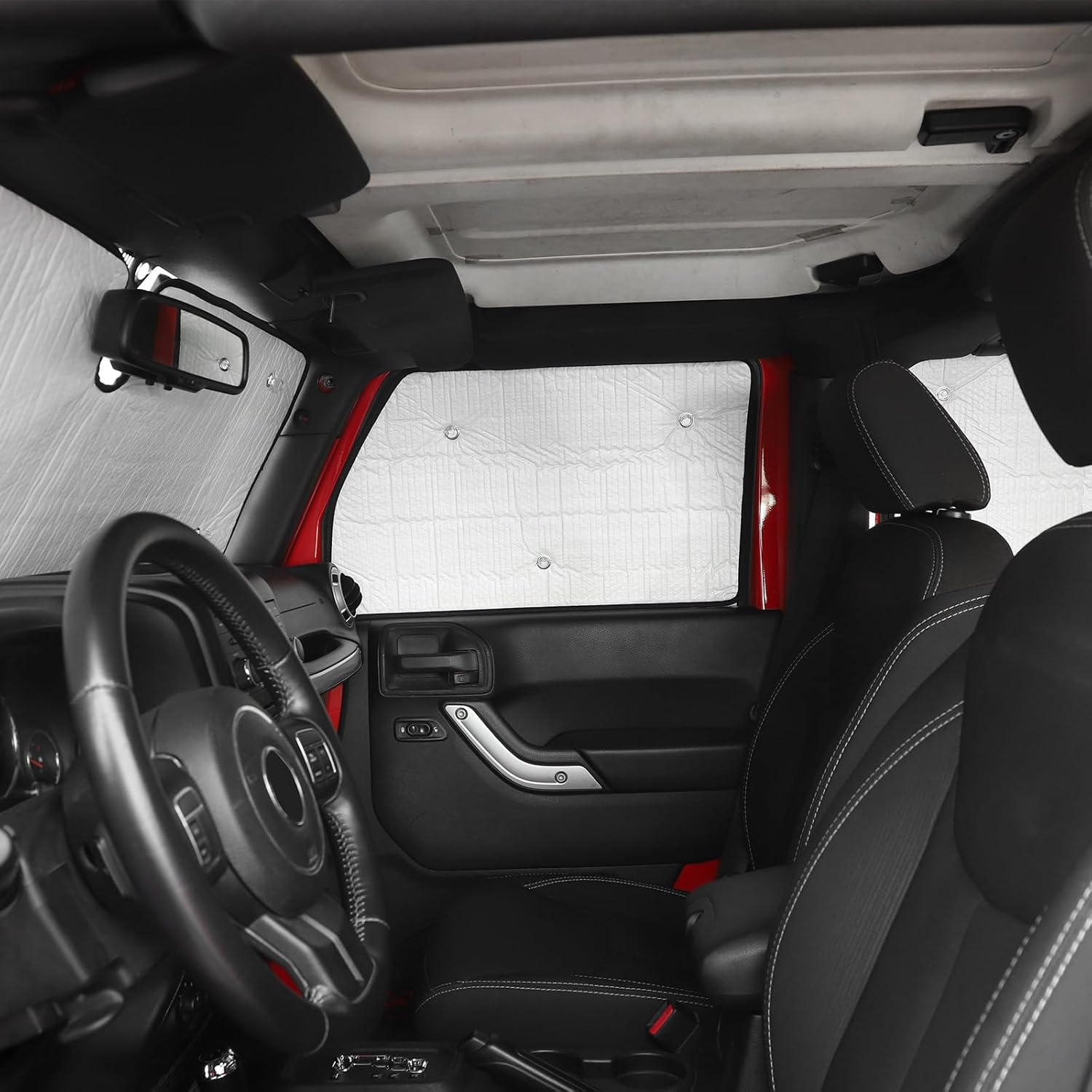 Jimen for JKU Side Window Shades, 8PCS Car Visor Front and Side Sun Shade Compatible with Jeep Wrangler JKU 4 Door 2007-2018