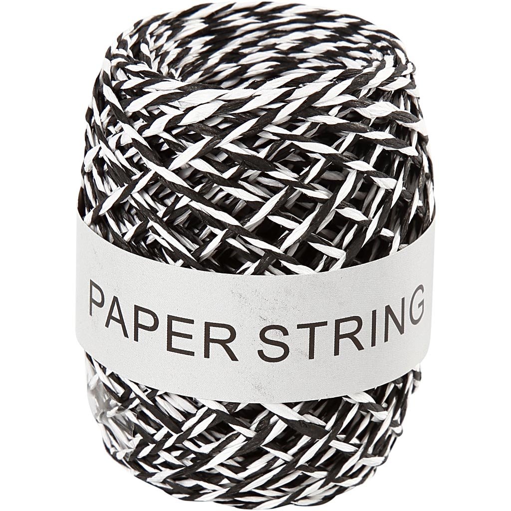 Creativ Company 50327 50-Piece Paper Cord, Black/White