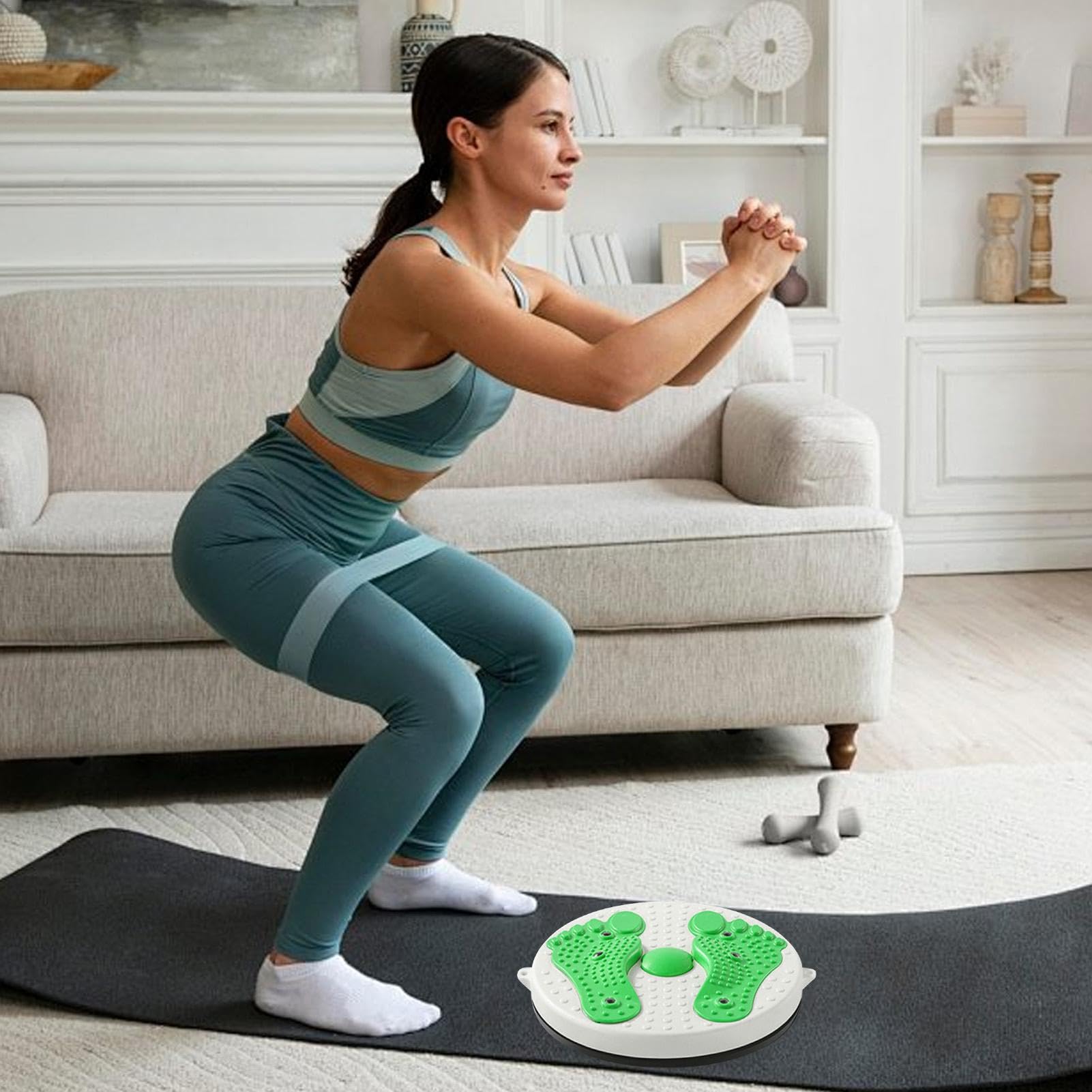 Disque Tournant Pour Taille Et Abdos – Avec Cordon élastique Et Poignées – Exercice Twist, Massage Des Pieds – Capacité 120 Kg, Bleu
