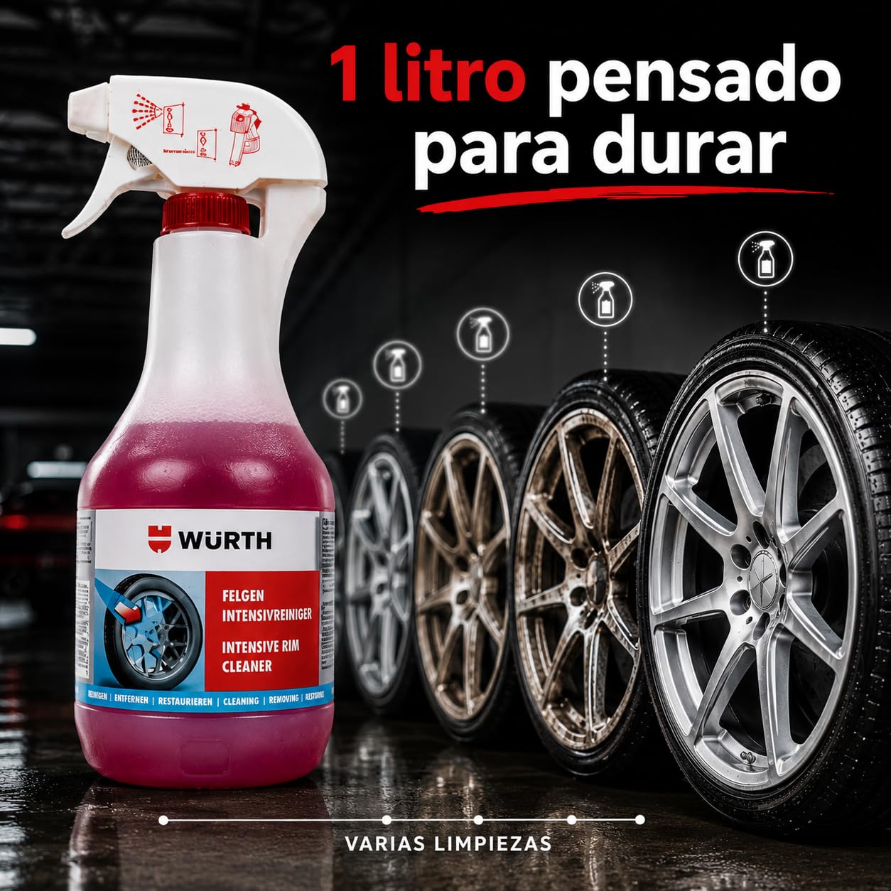 Wuerth Detergente intensivo per cerchioni, 1000 ml