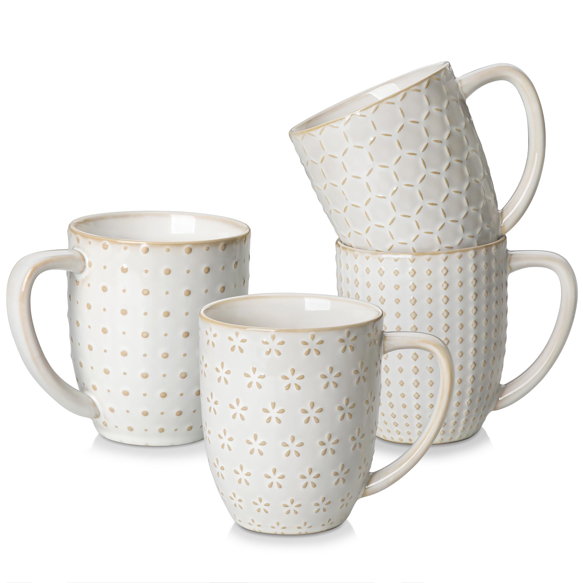 MALACASA LYDIA Coffee Mugs Set of 4, 16 oz