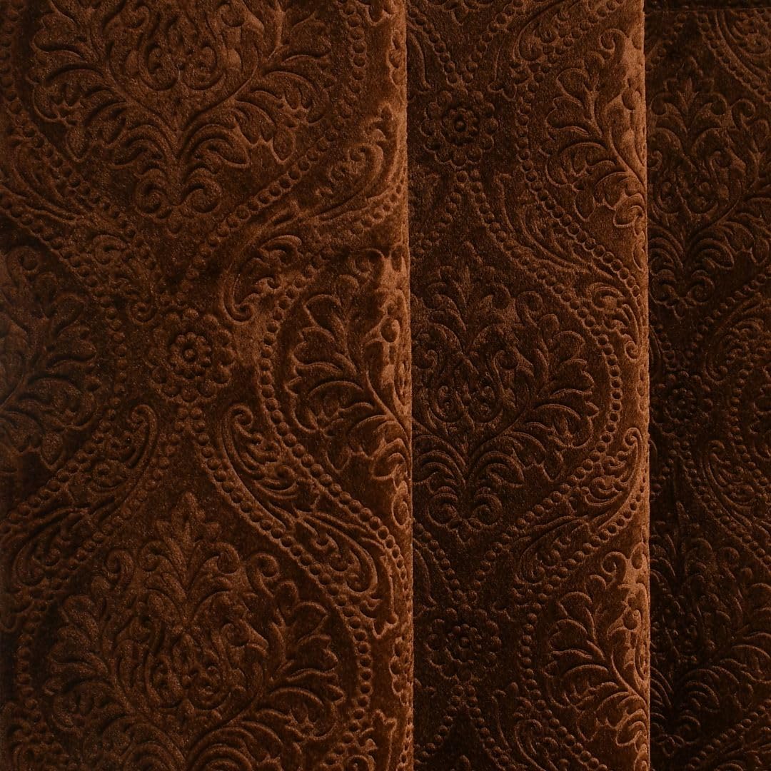 Velvet Embossed Curtains - 7 Feet Long -2