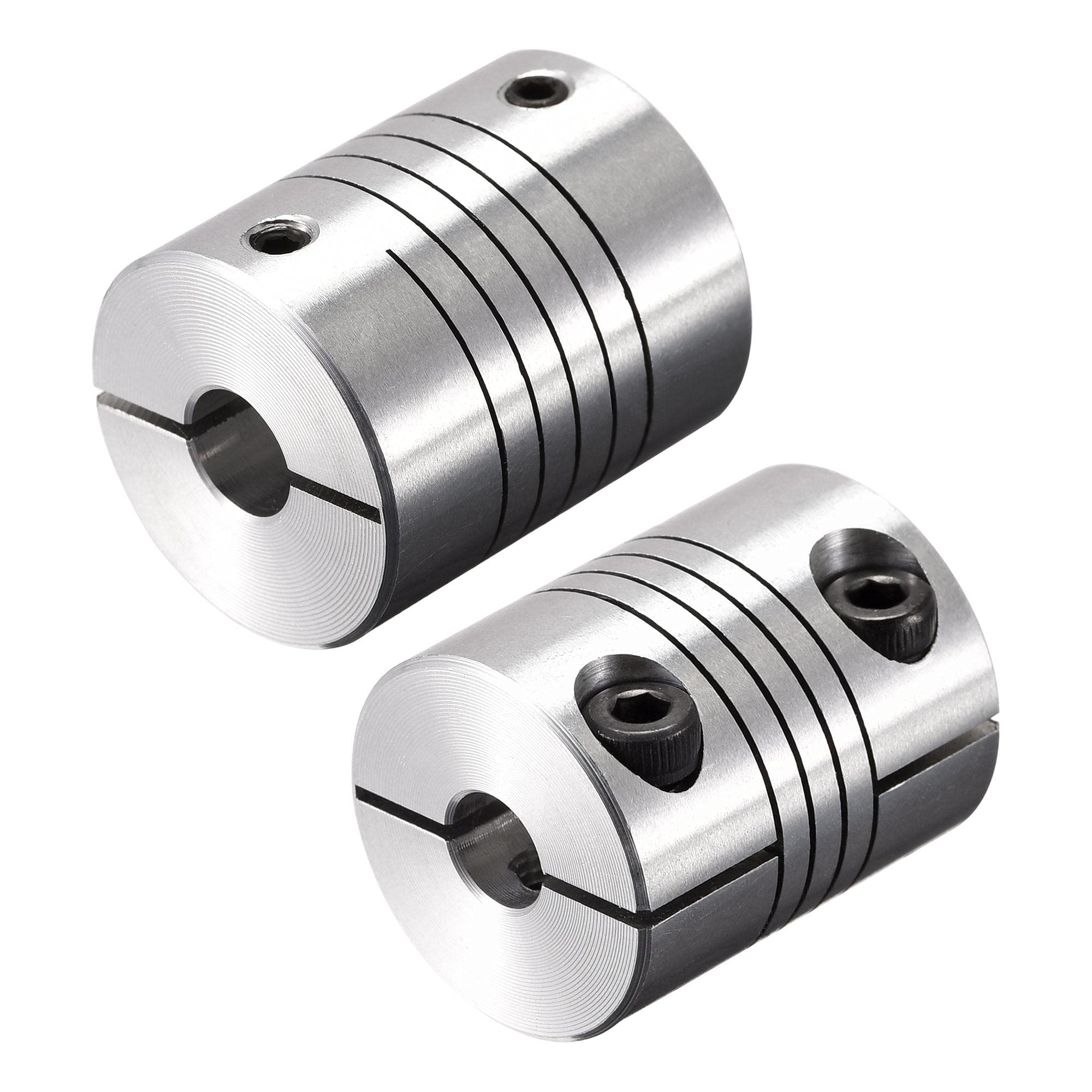 sourcing map 2Pcs Coupleur Arbre Moteur 6mm à 10mm Hélicoïdale Poutre Accouplement Couplage 25mm Diamètre 30mm Longueur