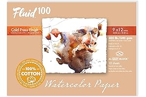 Fluid 100 Artist Watercolor Block: Premium 100% Cotton Cold Press Pad