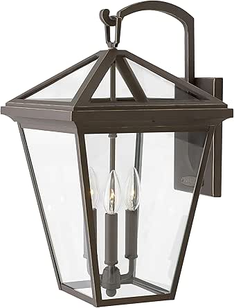 Hinkley Alford Place 2565OZ-LL Large Outdoor LED Wall Mount Lantern, Die Cast Aluminum Frame, Sealed Clear Glass, Dimmable, Oil Rubbed Bronze