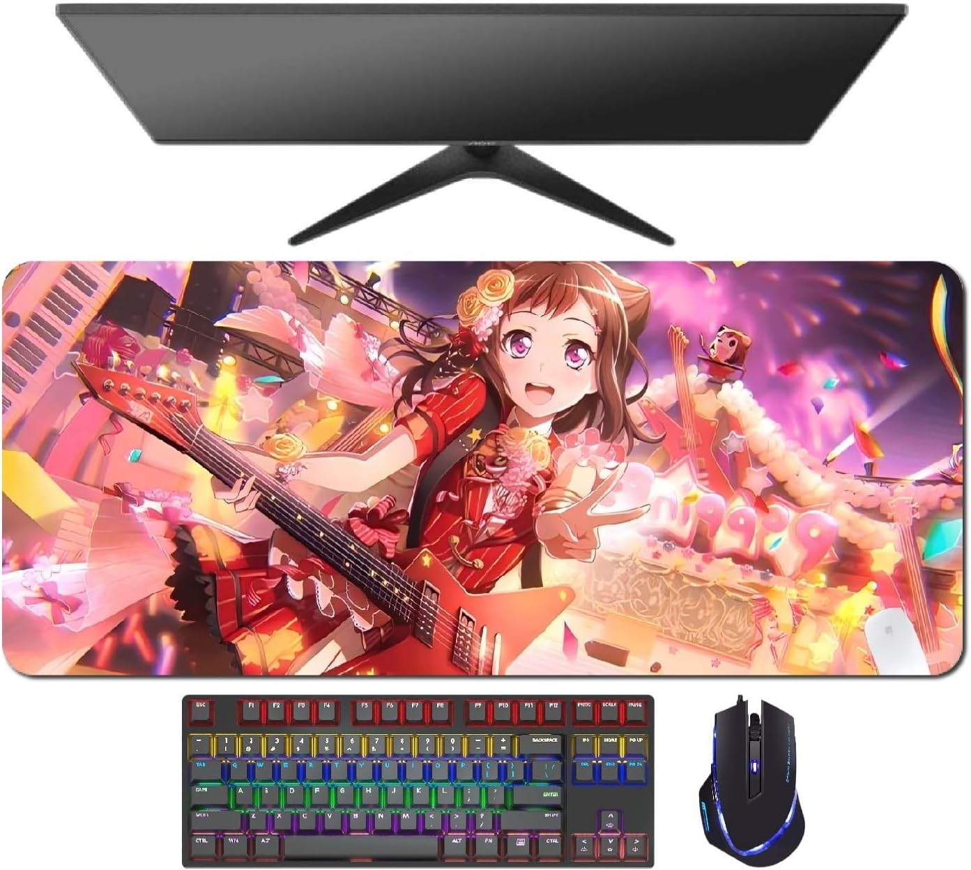 4mm Thick! Anime Bang Dream! It's MyGO Mouse Pad, Keyboard Pad, 27.6×11.8×1.6 inch (70×30×4 cm), Exquisite Lock Edges, Waterproof, Anti Slip, High-Sensitivity Mice