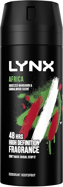 Lynx Africa 48 hours of odour-busting zinc tech Aerosol Bodyspray deodorant to finish your style,150ml (Pack of 1)