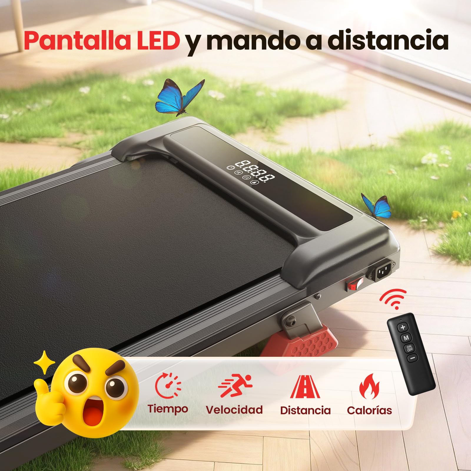 Cinta de Correr y de Andar 3 en 1 Plegable con Inclinación 9%, Caminadora Eléctrica Silenciosa 1-10 km/h, Motor 3,0 CV Sin Escobillas, 140 kg Máx, Pantalla LED, Amortiguación (Negro Mate)