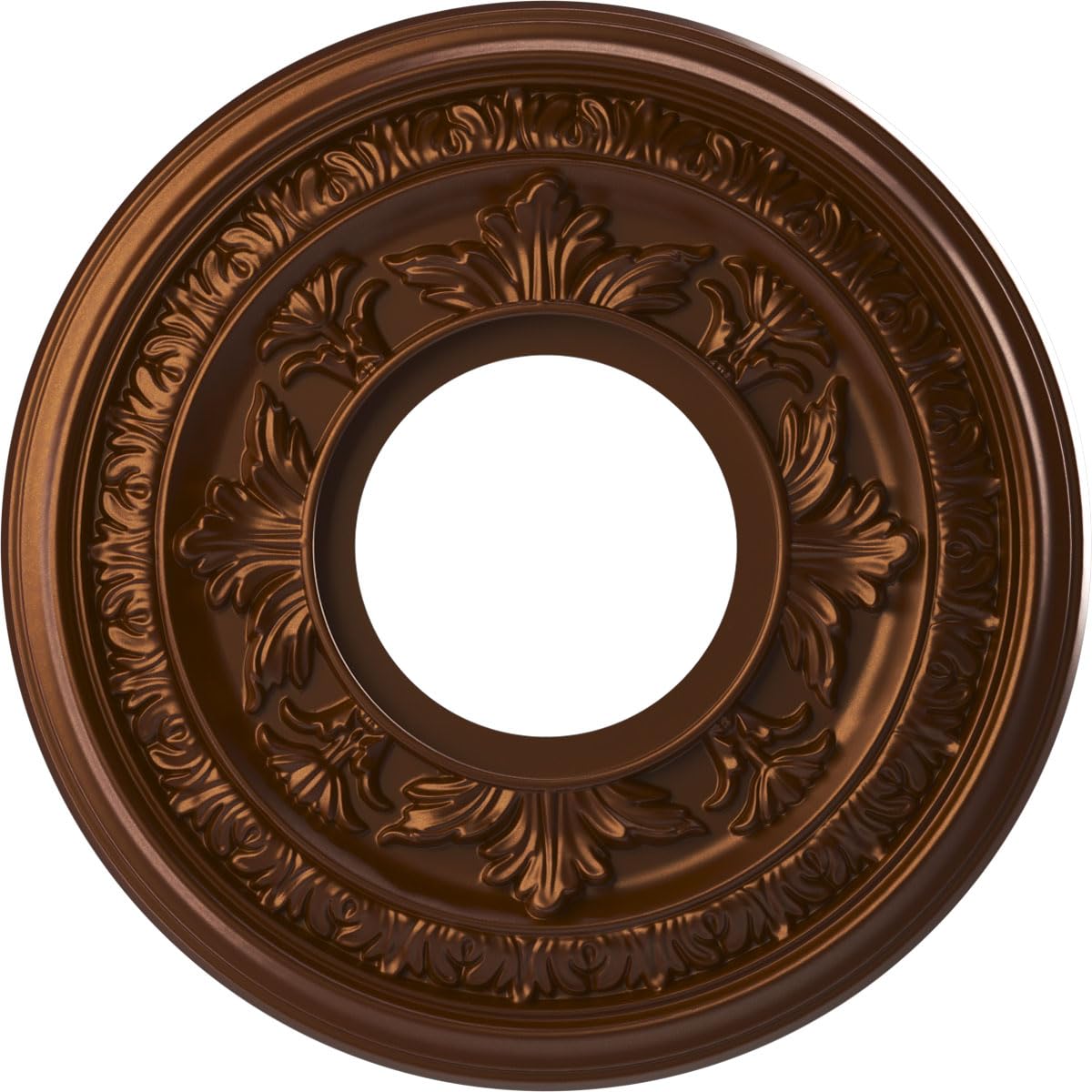 Ekena Millwork CMP10BACDC Baltimore Thermoformed PVC Ceiling Medallion (Fits Canopies up to 4 1/4"), 10"OD x 3 1/2"ID x 3/4"P, Metallic Dark Copper