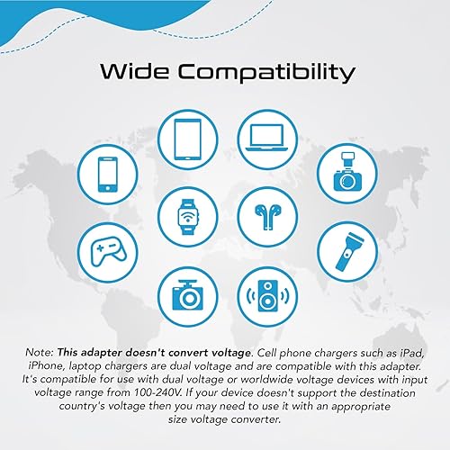 Miniatura 41 de Ceptics Adaptador de enchufe de Hong Kong, enchufe internacional con USB y USB-C - 2 enchufes de EE. UU., QC 3.0 y PD - Adaptador de salida tipo G