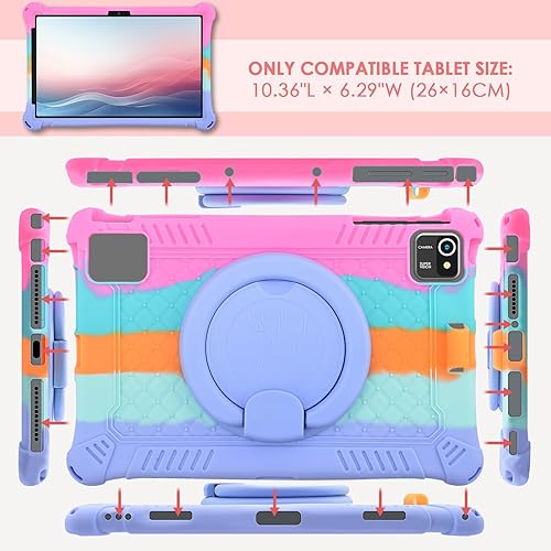 Miniatura 2 de DETUOSI Funda de silicona para TCL de 10.36 pulgadas con soporte de asa, funda de tableta de 10.36 pulgadas con soporte para bolígrafo, cubierta