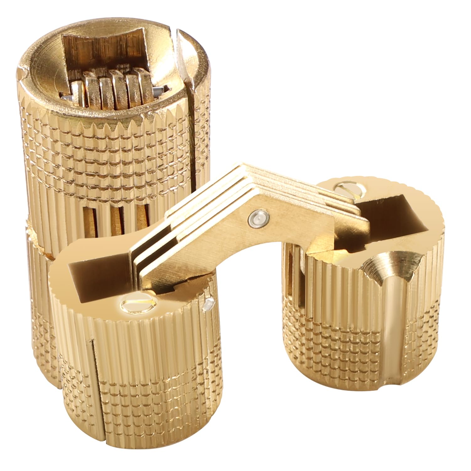 VooGenzek 2 PCS 18mm Brass Barrel Hinges, 180 Degree Opening Angle Barrel Hinges, Brass Hidden Concealed Hinge, for DIY Gift Boxes Jewelry Box — image 1