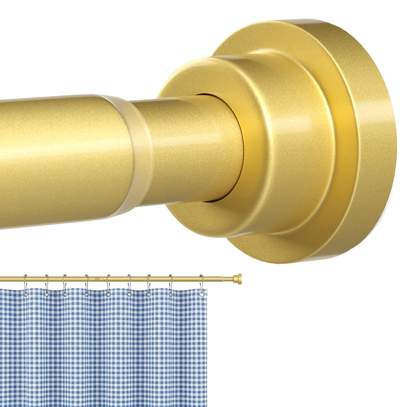 Shower Curtain Rod Gold Tension Rod 45 to 77 Inch Spring Curtain Rod Shower rod Non Slip shower curtain rod 1pcs for Windows No Drilling Adjustable Tension Rods of Curtain Window Closet Kitchen