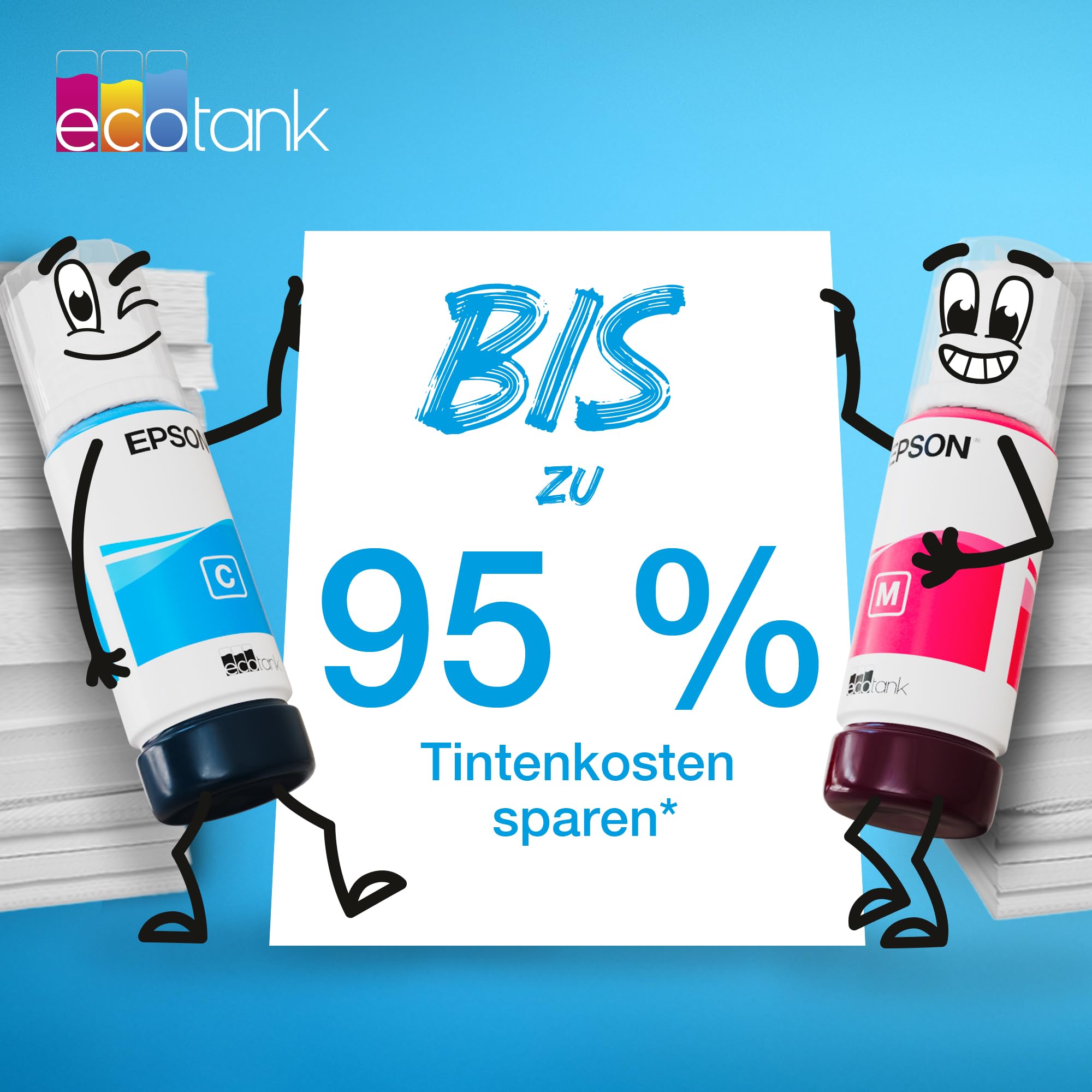 Epson EcoTank 102 Original Tintenflaschen 4x Farb-Multipack Schwarz Cyan Magenta Gelb