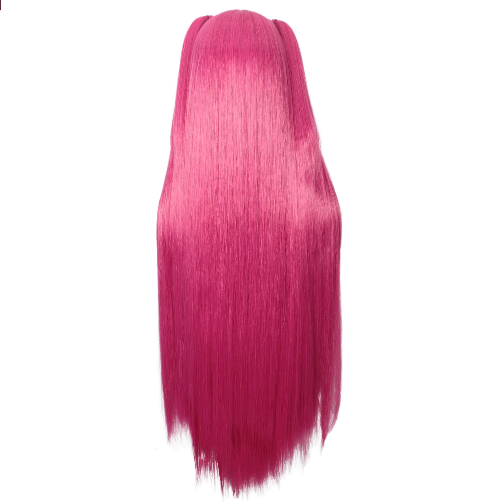 Linfairy Long Straight Red Pink Wig Halloween Costume Party Cosplay Anime Wig for Women (Pink), 54-61cm - Image 4