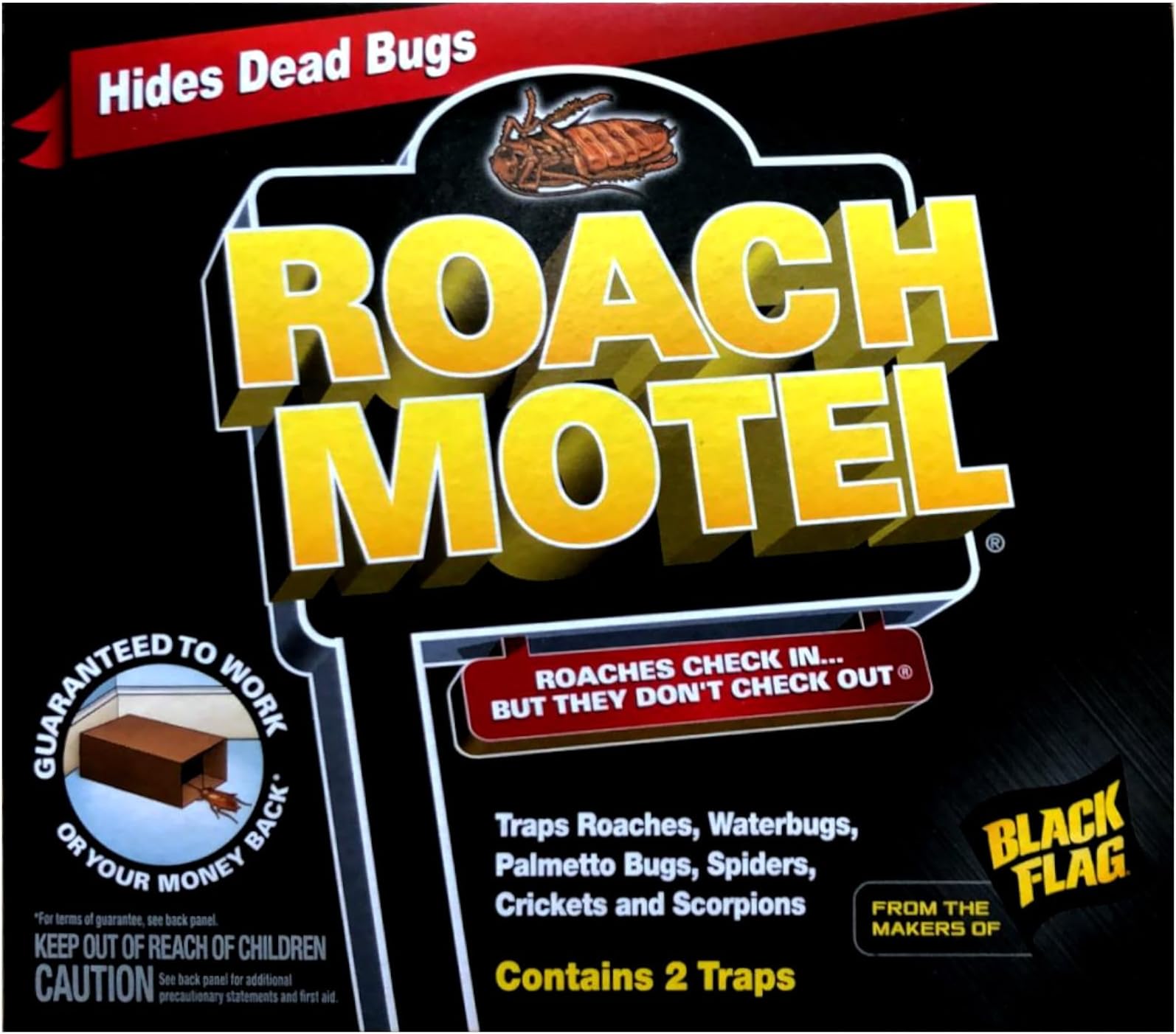 Black Flag 8 traps Roach Motel Cockroach Killer bait Glue Trap