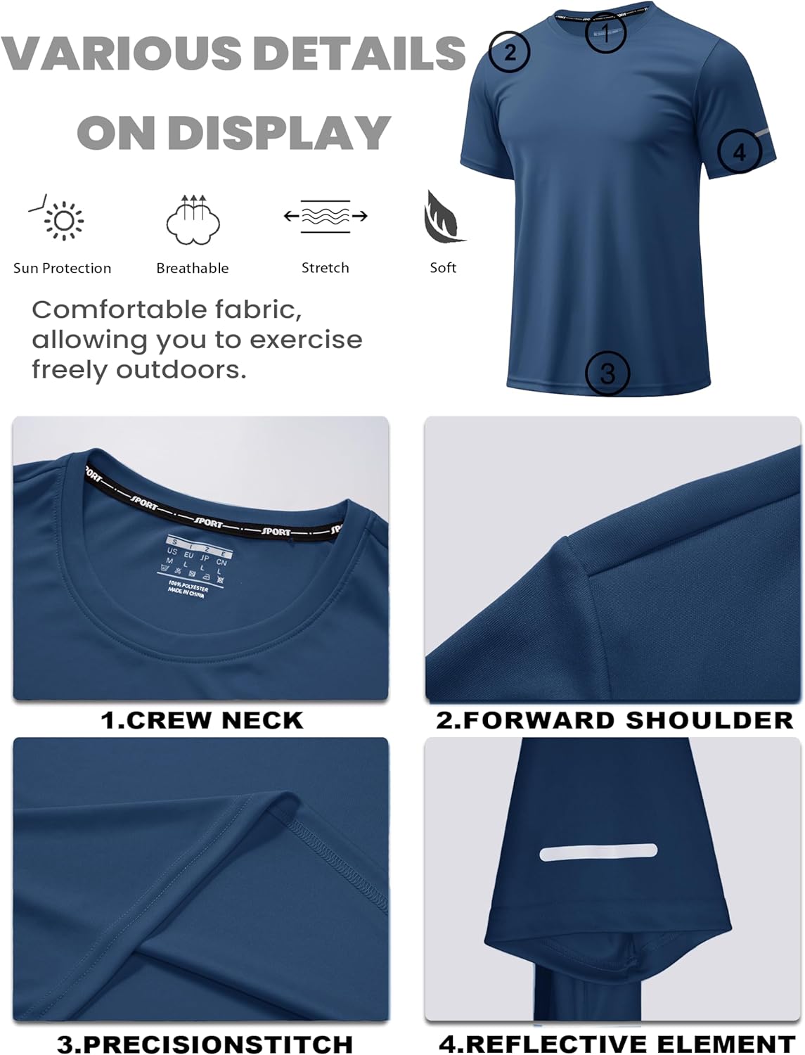 MAGCOMSEN Mens Workout Shirts Dry Fit Sun Protection Athletic Short Sleeve Shirt UPF 50+ Gym Running Swim Rash Guard Top - Image 5