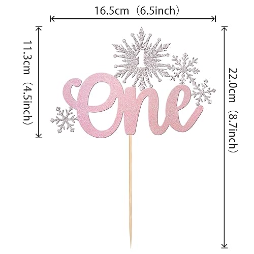 Miniatura 3 de 1 pieza de decoración de pastel de copo de nieve con purpurina temática de congelado de invierno para primer cumpleaños, copo de nieve, una
