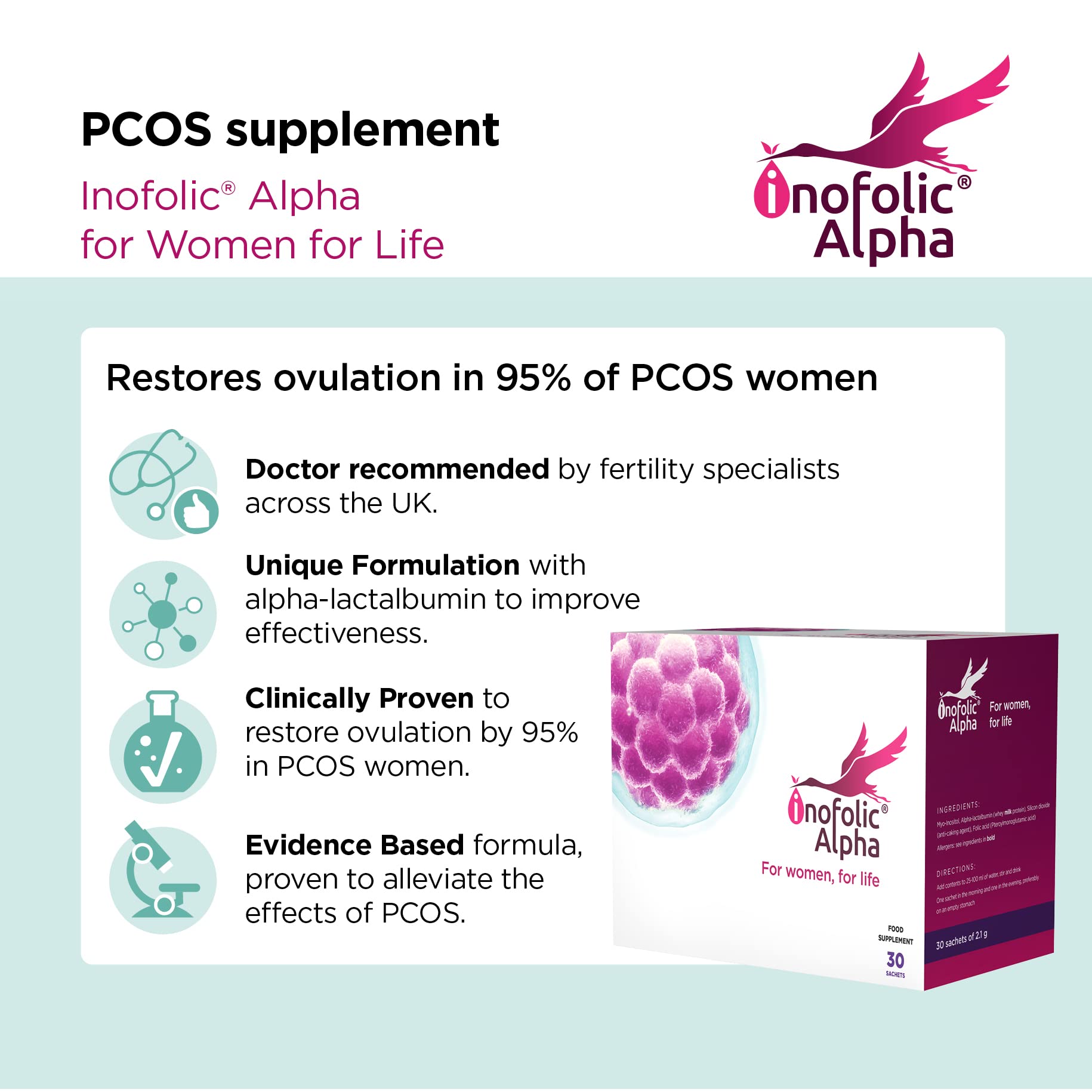 Inofolic Alpha Natural Support for PCOS in Women 95 Effective