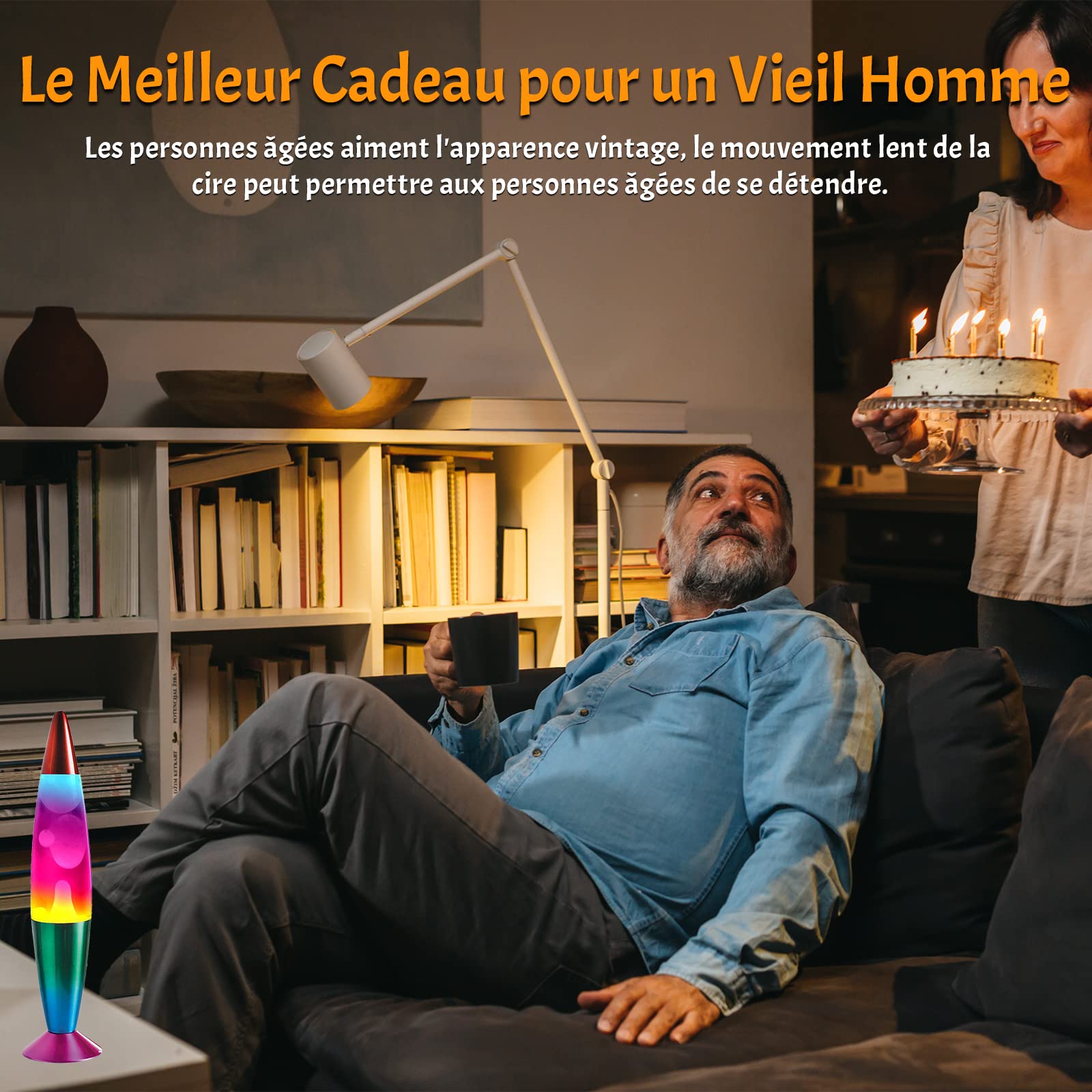 DoRight Lampe à Lave Classique Couleur Rétro en Aluminium pour Une Relaxation Paisible, 13,38 Pouces, avec 2 Ampoules R39 25W E14 Prise Européenne