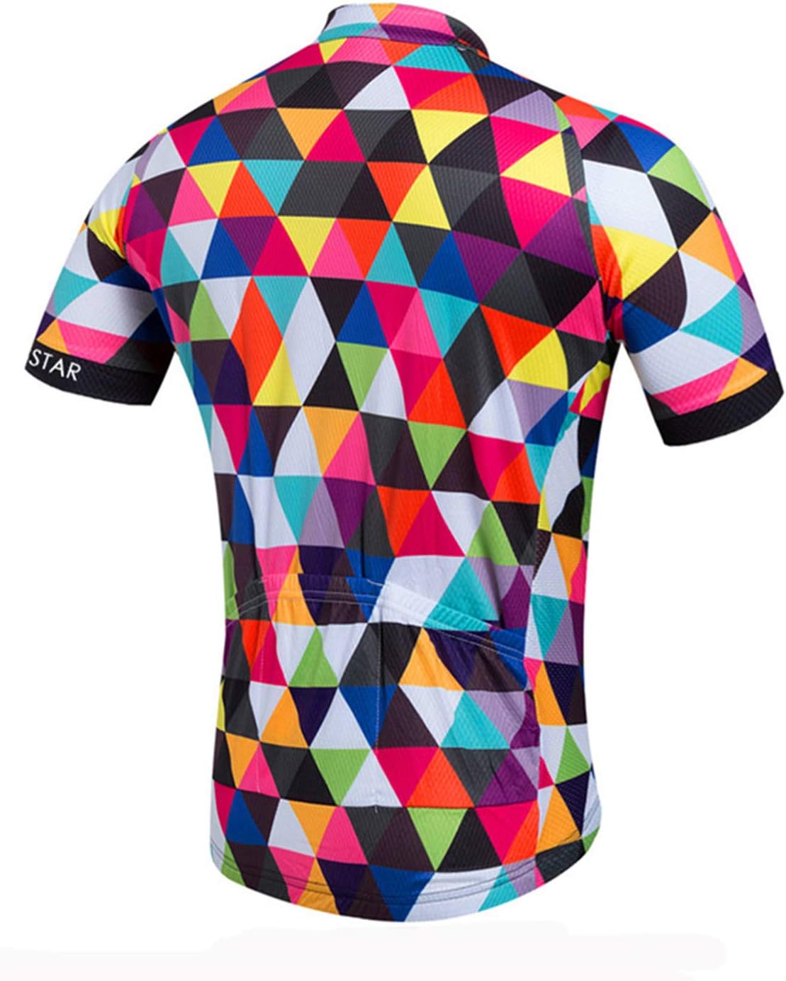 PSPORT Plaid Men's Cycling Jersey Short Sleeve Bike Shirts Road Cycling Shirts Mountain Bicycle Tops with 3 Pocket Reflective