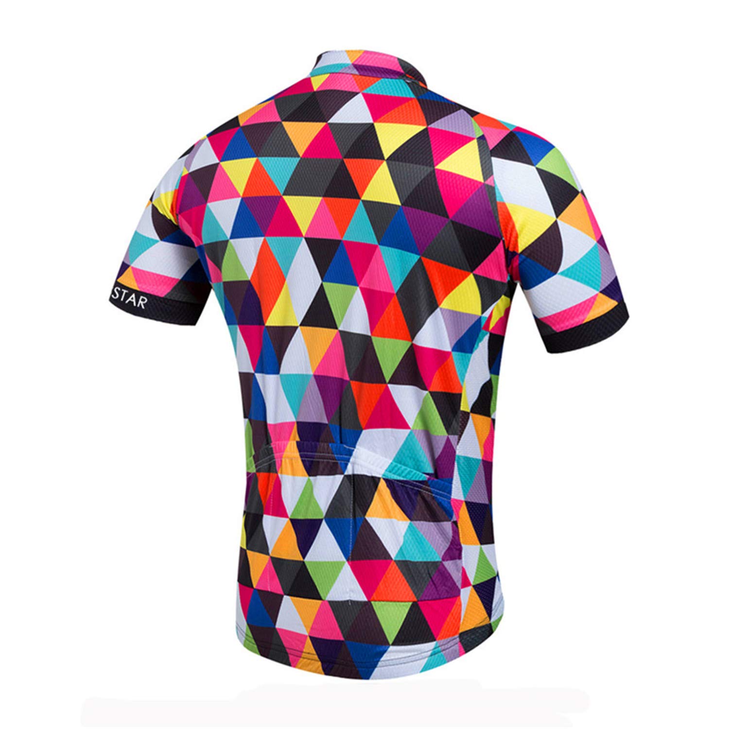weimostar Grid - Camiseta de ciclismo de manga corta para hombre con 3 bolsillos reflectantes