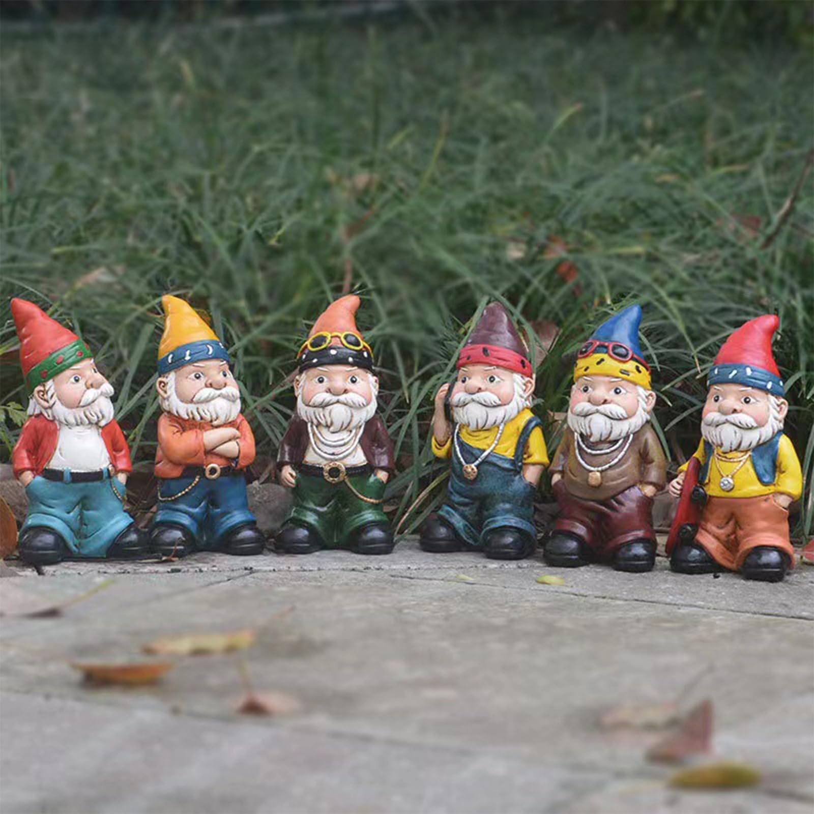 Krasnal ogrodowy z żywicy, punkowa figurka – 11,5 x 6 cm, dekoracja ogrodowa, dekoracyjna żywica krasnal na zewnątrz (mieszana)