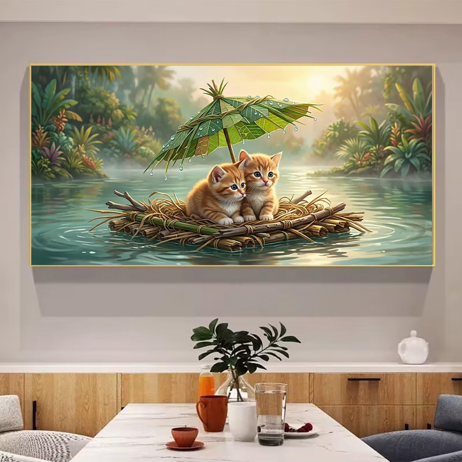 Diamond Painting Katze Diamant Painting Bilder, 5D Tier Eckige Steine Full Drill DIY Set Erwachsene Diamanten Kinder Bastelset, Kreatives für Erwachsene für Home Decor Wand Deko, 100x200cm, Cod-972