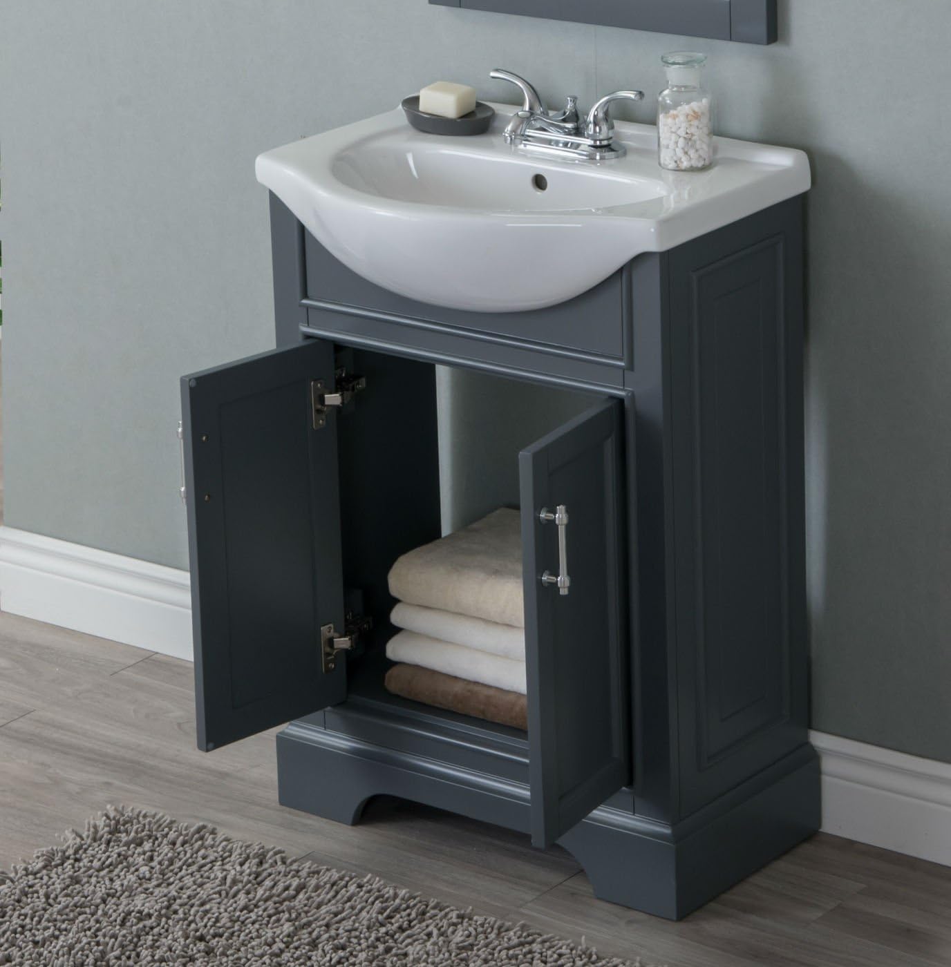 Legion Furniture WLF6046 Bathroom Vanity, 24", Dark Grey