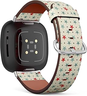 CJBROES Replacement Leather Watch Band, Compatible with Fitbit Versa 3 and Fitbit Sense of Wristband Bracelet Accessory - Stars