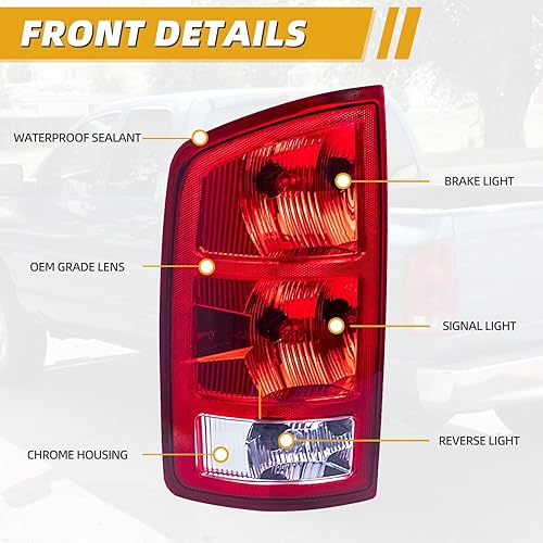 Miniatura 3 de Conjunto de luz trasera compatible con Dodge RAM 2002-2006 1500  2003-2006 2500 3500, lámpara trasera RAM estilo OE reemplaza CH2800147 55077347AF