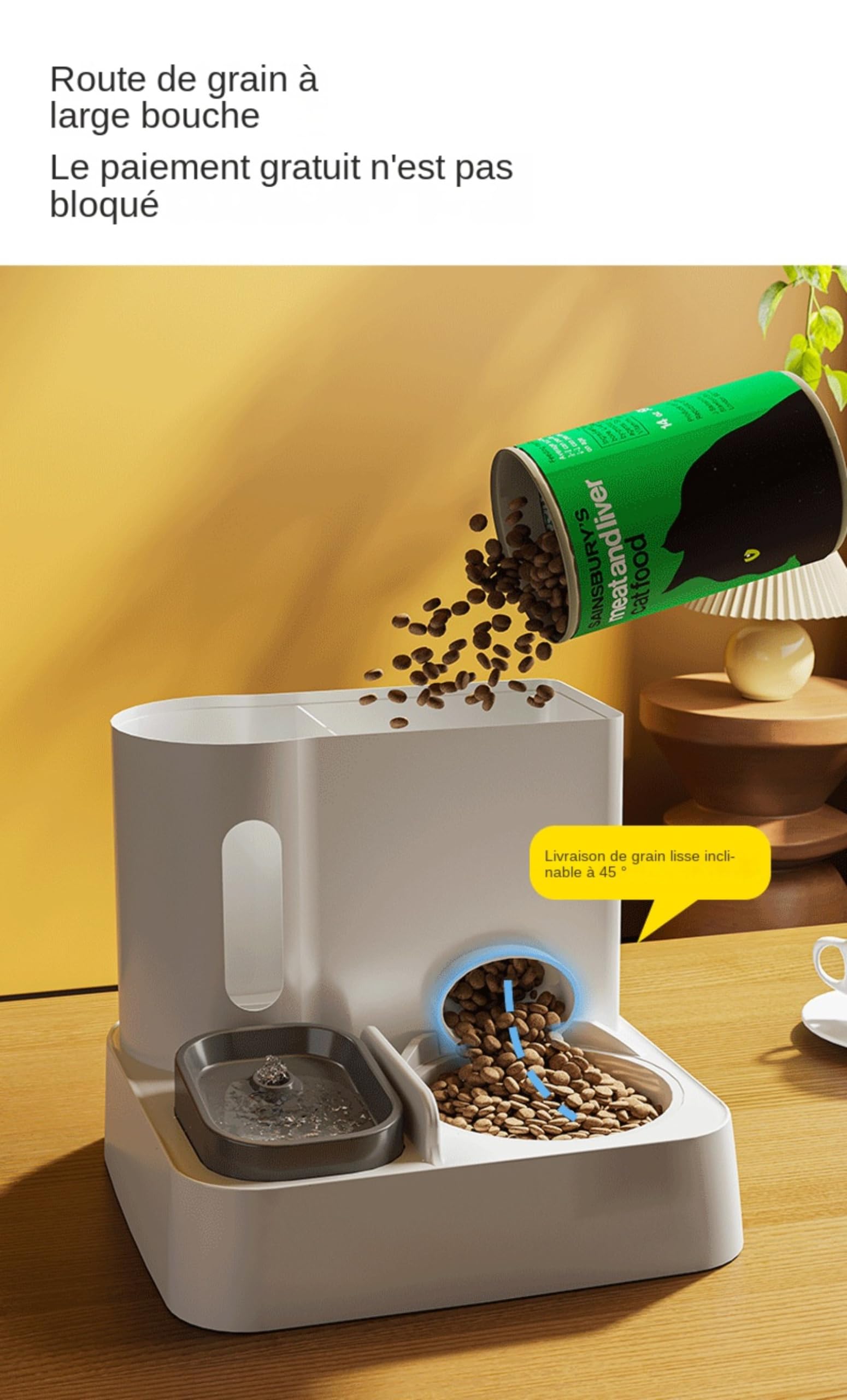 Distributeur croquettes Chat Automatique, Distributeur Intelligent de Nourriture Animaux de Compagnie, Grande capacité, adaptée aux Chats et aux Petits Chiens