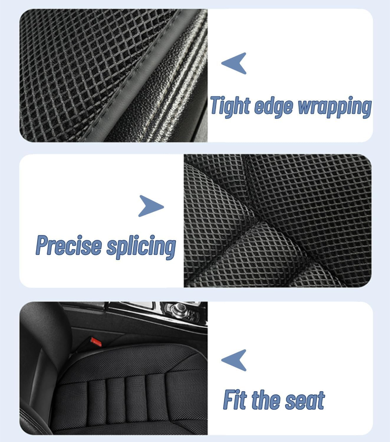 Cuscino Sedile Auto per Suzuki Ignis II 2016-2019, Tappetino Rinfrescante Estivo Rete Nido d'Ape Traspirante Protezione Interni Antiscivolo,Black
