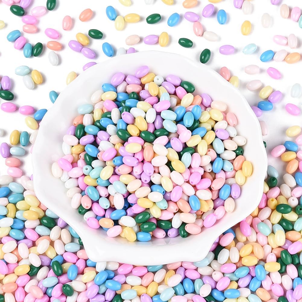 1 Box 500PCS Oval Rice Shaped Seed Beads with Round Holes Pink Green Blue Yellow Assorted Rices Shape Spacer Loose Bead Charm Bulk for Jewelry Making Necklaces Bracelets DIY Craft Supplies - Image 3
