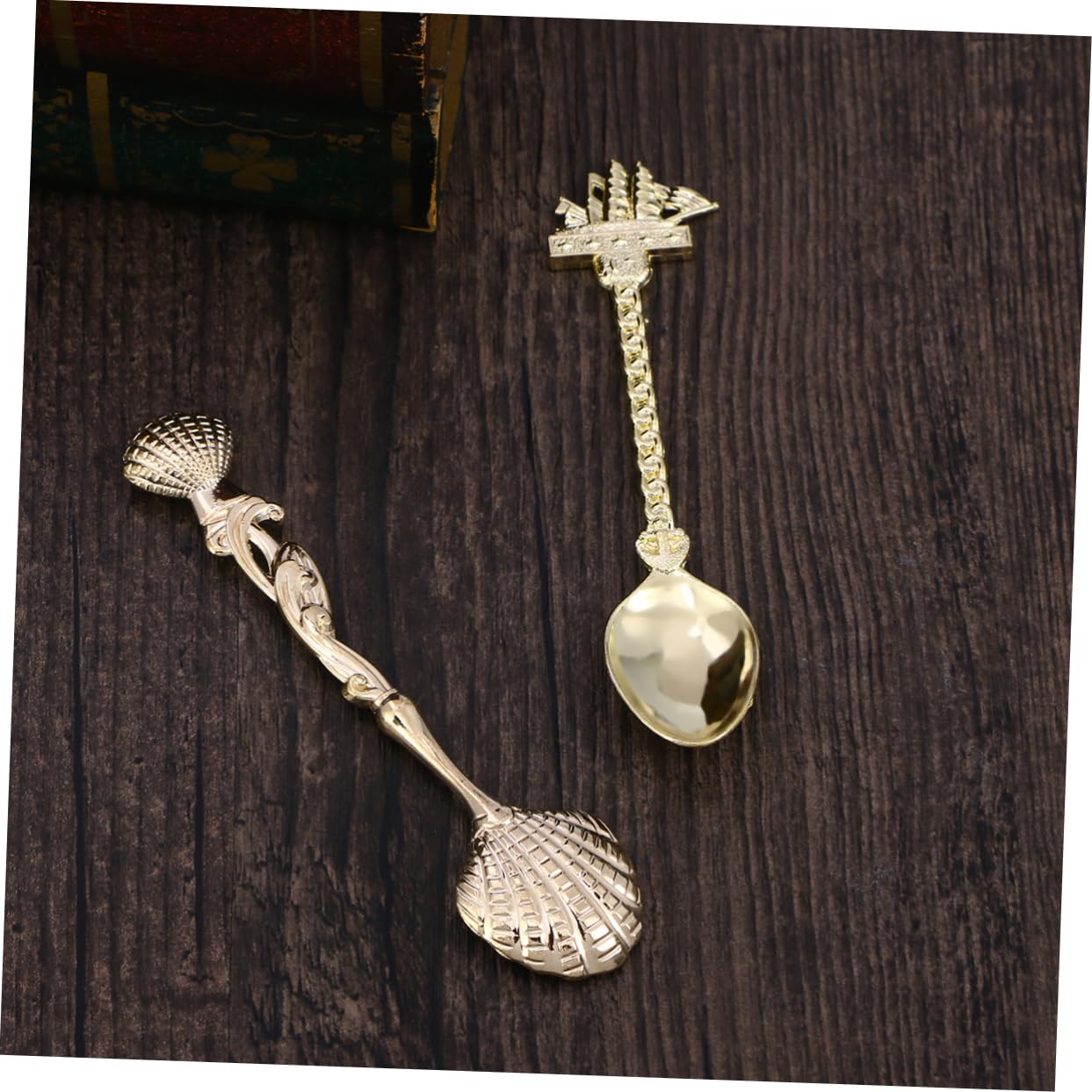 BESTonZON 15 Piezas Cucharas Doradas Para Café Cucharas De Café Antiguas Cucharas Soperas Juego De Cubiertos Cucharas De Espresso Kit De Cóctel Antiguo Cucharas Cafe Cristal Regalo