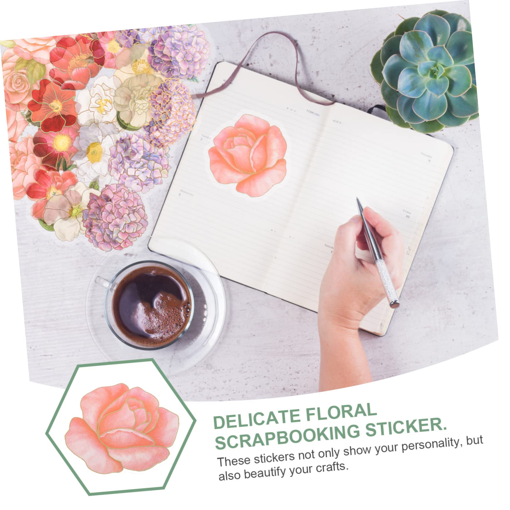 Uonlytech 5 Series Pegatinas De Flores Para Scrapbooking Stickers De Plantas Para Manualidades Decoración De Álbumes Y Diarios Creativo Y Duradero 40 Hojas*5