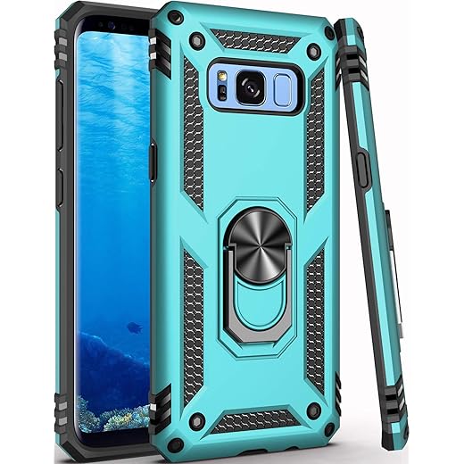 LUMARKE Galaxy S8 Case,(NOT for Big S8+ Plus),Military Grade 16ft. Drop Tested Cover with Magnetic Ring Kickstand Compatible with Car Mount Holder,Protective Phone Case for Samsung Galaxy S8 Teal