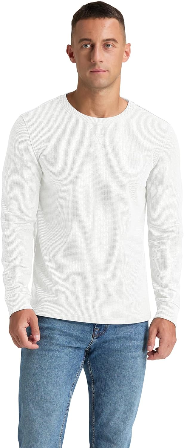 NITAGUT Mens Waffle Crewneck Shirts Slim Fit Long Sleeve Casual T-Shirt - Image 5